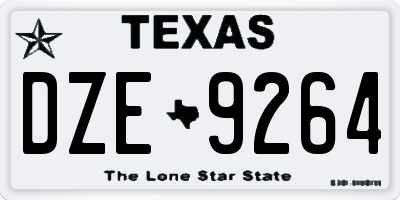 TX license plate DZE9264