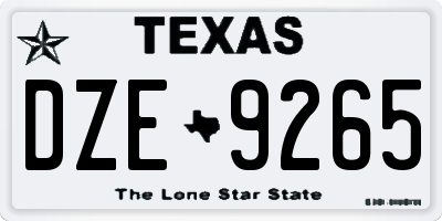 TX license plate DZE9265