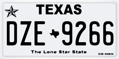 TX license plate DZE9266