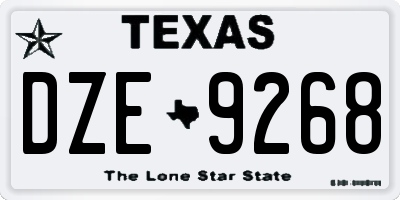 TX license plate DZE9268