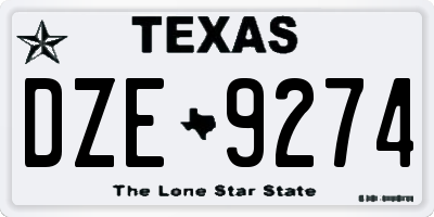 TX license plate DZE9274