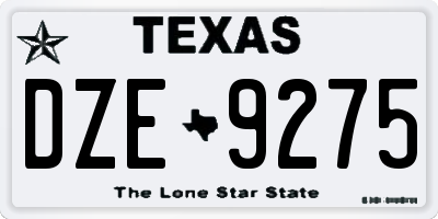 TX license plate DZE9275