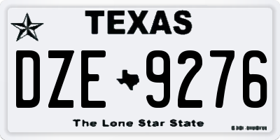 TX license plate DZE9276