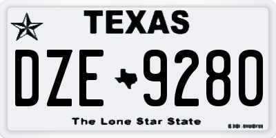 TX license plate DZE9280