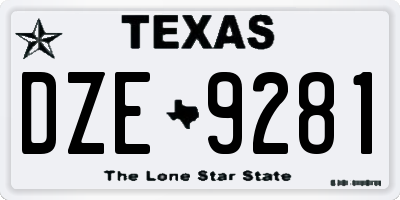 TX license plate DZE9281