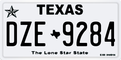 TX license plate DZE9284