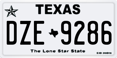 TX license plate DZE9286