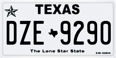 TX license plate DZE9290