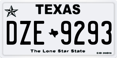 TX license plate DZE9293