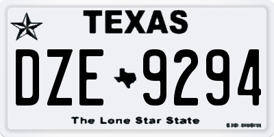 TX license plate DZE9294