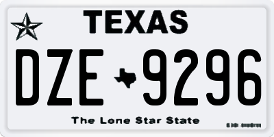 TX license plate DZE9296