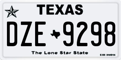 TX license plate DZE9298