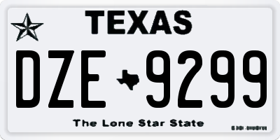 TX license plate DZE9299