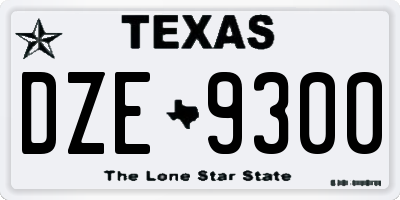 TX license plate DZE9300
