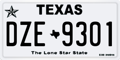 TX license plate DZE9301