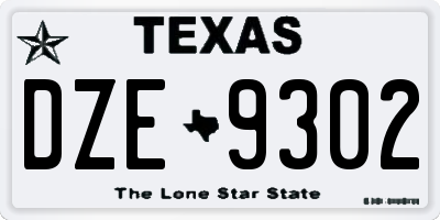 TX license plate DZE9302