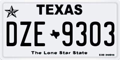 TX license plate DZE9303