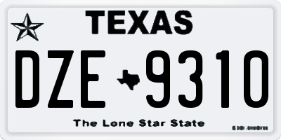 TX license plate DZE9310