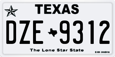 TX license plate DZE9312