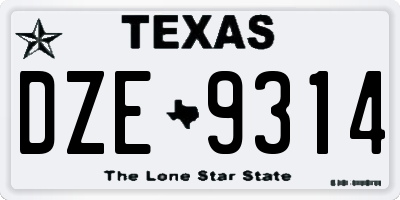 TX license plate DZE9314