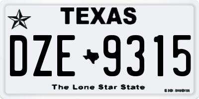 TX license plate DZE9315