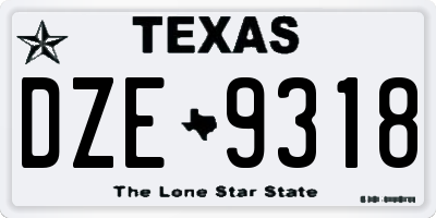 TX license plate DZE9318