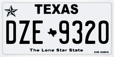 TX license plate DZE9320