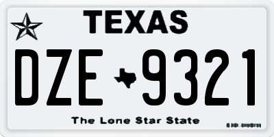 TX license plate DZE9321
