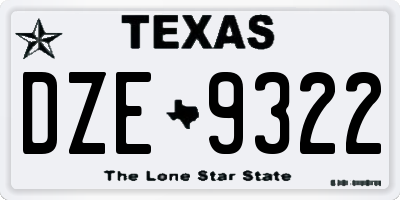 TX license plate DZE9322