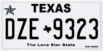 TX license plate DZE9323