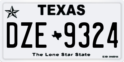 TX license plate DZE9324