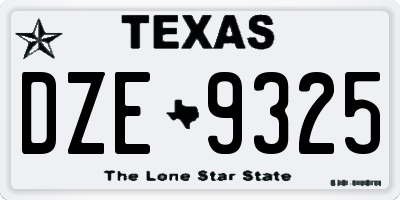 TX license plate DZE9325