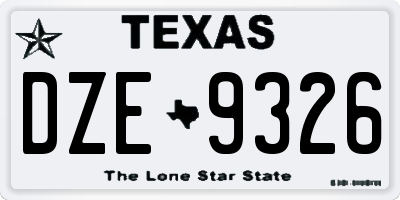 TX license plate DZE9326