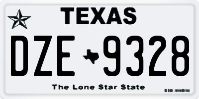 TX license plate DZE9328