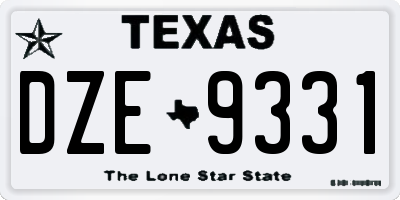 TX license plate DZE9331