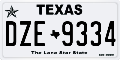TX license plate DZE9334
