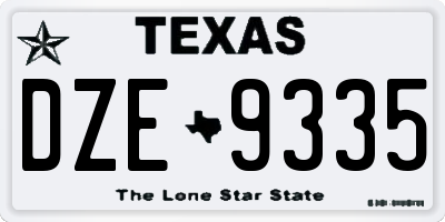 TX license plate DZE9335