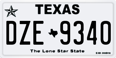 TX license plate DZE9340