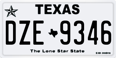 TX license plate DZE9346