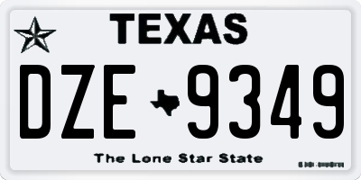 TX license plate DZE9349