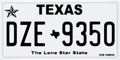 TX license plate DZE9350