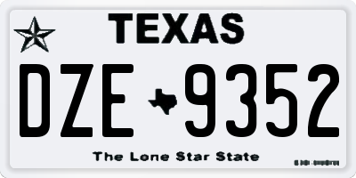 TX license plate DZE9352