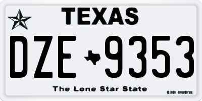 TX license plate DZE9353