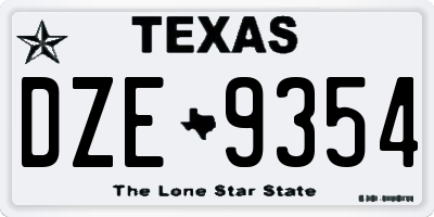 TX license plate DZE9354