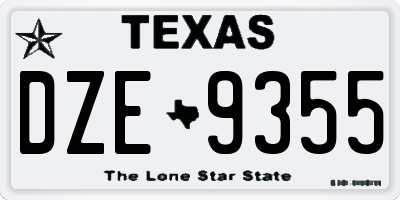 TX license plate DZE9355