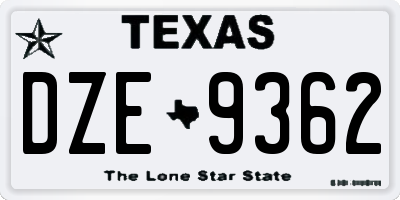 TX license plate DZE9362
