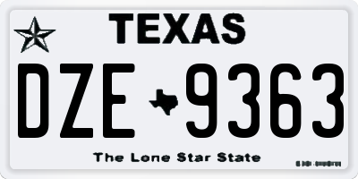 TX license plate DZE9363