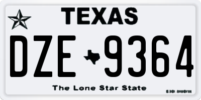 TX license plate DZE9364