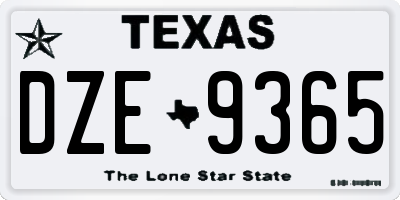 TX license plate DZE9365