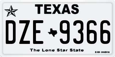 TX license plate DZE9366